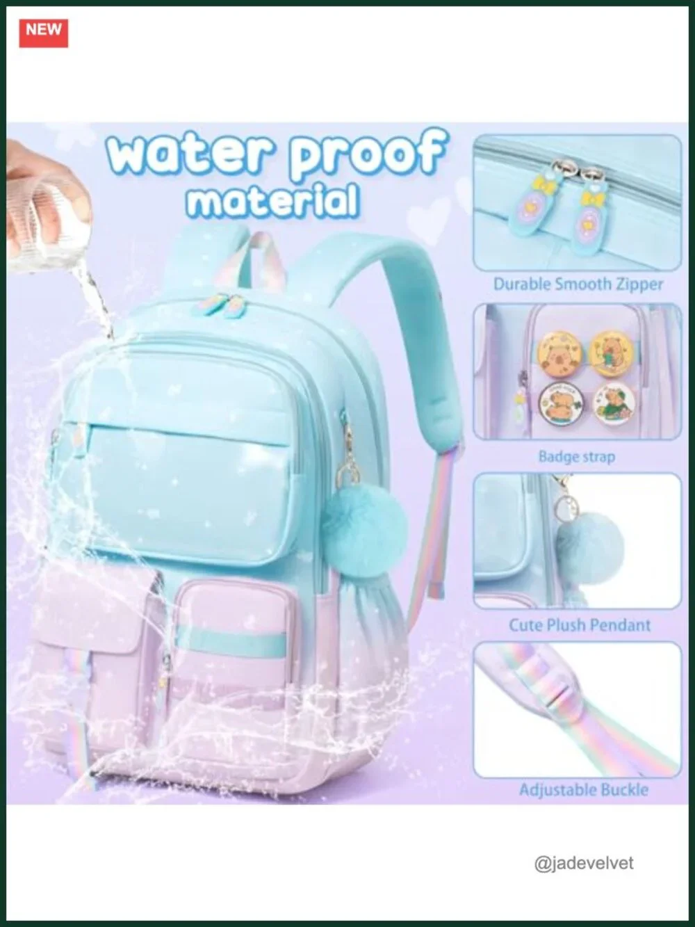 3-Piece Waterproof Kids Backpack Set with Lunch Bag & Pencil Case for School